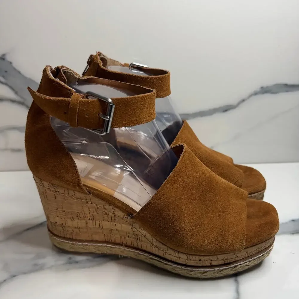 Dolce Vita Women's Brown Suede Otto Sandals Sz 10 Platform Wedge Festival Boho